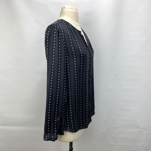 Ecru Womans Black Silk Blouse Small Button Front Long Sleeves Career Casual New - Picture 12 of 15